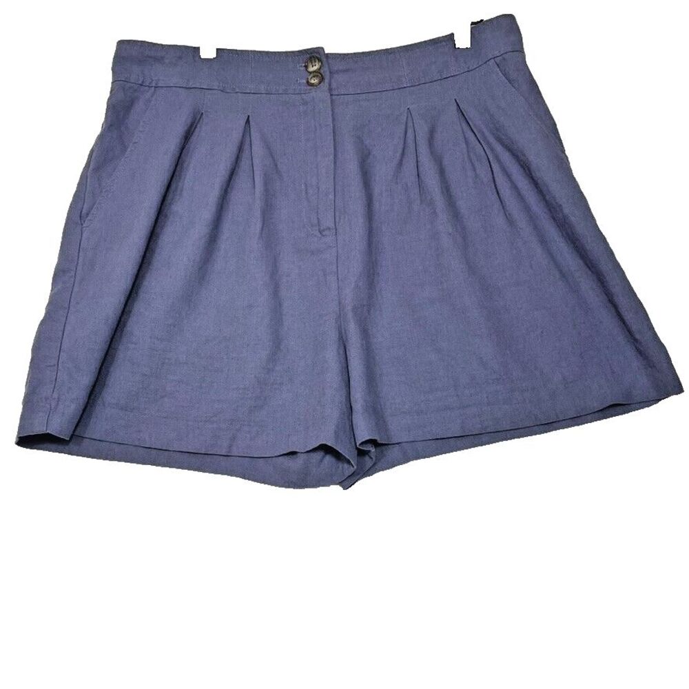Jason Wu High Waisted‎ Pleated Paperbag Shorts Purple Linen Blend Size 12